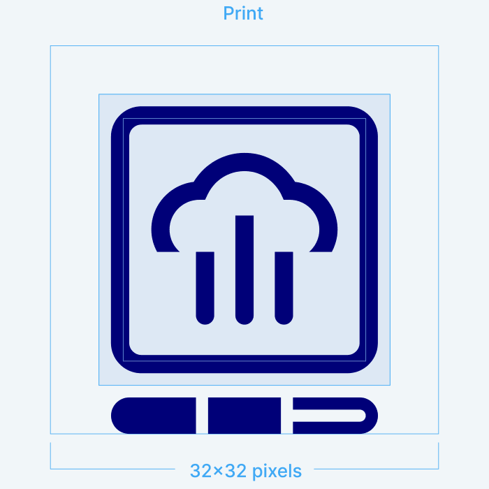 Electrolux icon constructed on a 32 by 32 pixel grid