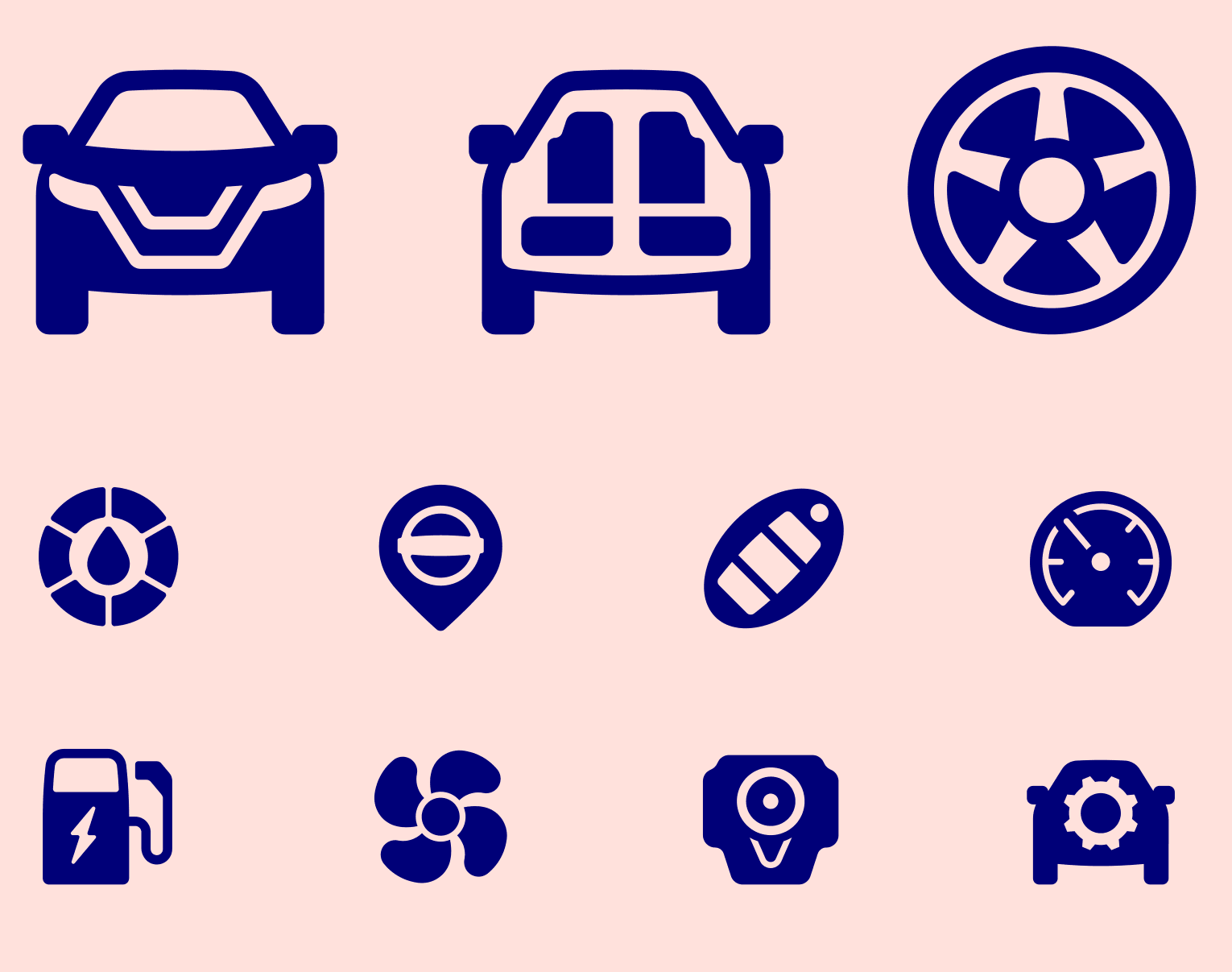 A selection of icons from the Nissan iconography system