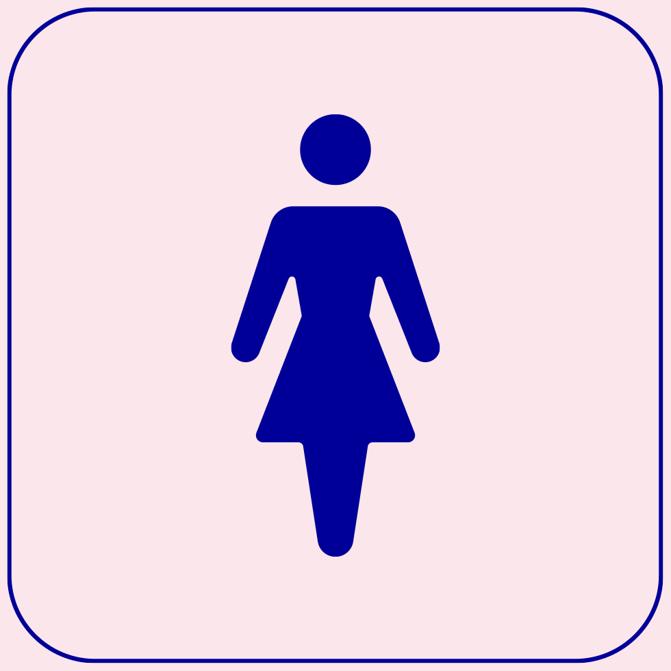 Pictogram of the Women's W.C. symbol, pointing out that the standard pinched in waist and flared skirt is pretty outdated.